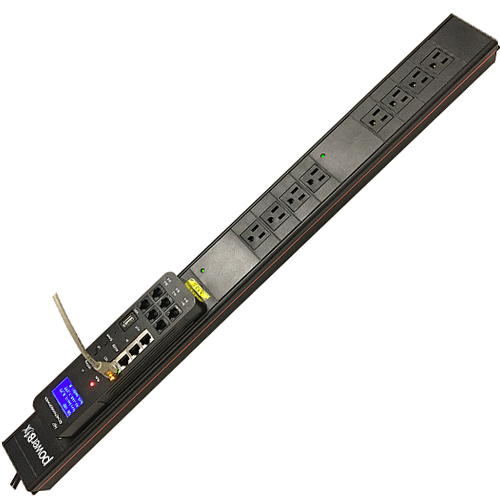 PDU powerBOX 8 salidas con monitoreo eléctrico y ambiental